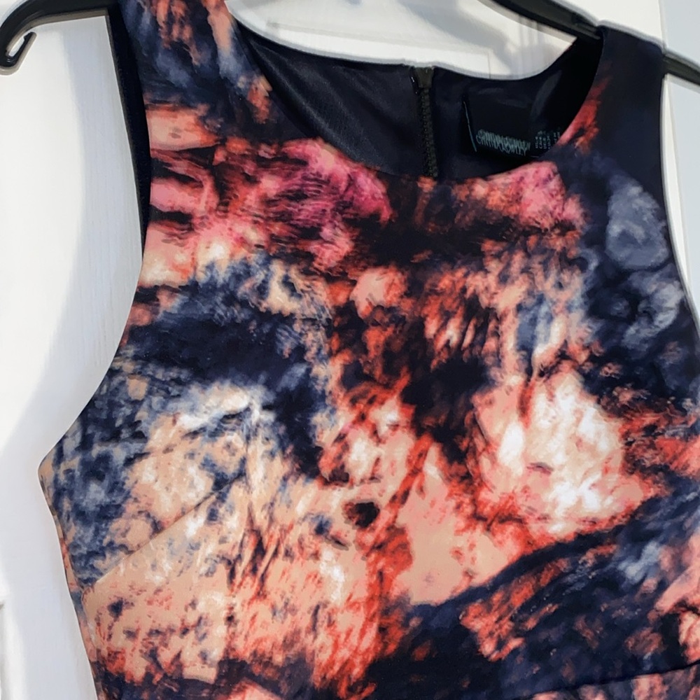 Cynthia Rowley Black Peach Abstract Print Scuba Lined Dress - Picture 5 of 11